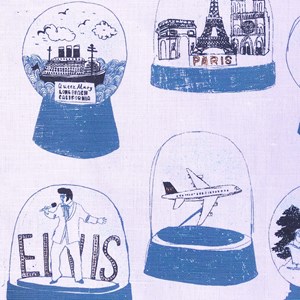 snow globe kitchen tea towel in blue & white shake it snow globe tea towel
