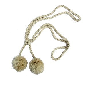 soft woolly pompom curtain tieback in cream woolly tiebacks - porridge