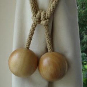 natural wooden ball curtain tieback made from simple beech wood wooden ball tiebacks - natural