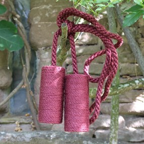 large jute cylinder tiebacks - berry red berry red jute cylinder curtain tieback