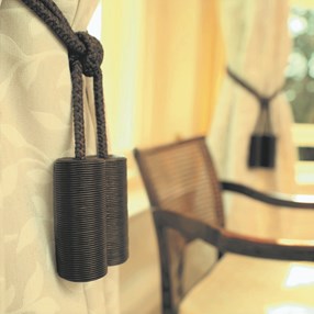 leather cylinder tiebacks - brown brown leather cylinder curtain tieback or hold-back