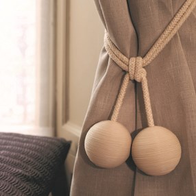 large leather ball tiebacks -  camel large camel colour leather ball curtain tieback or holdbacks
