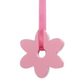 childs blind pull - flower pink flower window roller blind pull in painted wood with matching pink ribbon