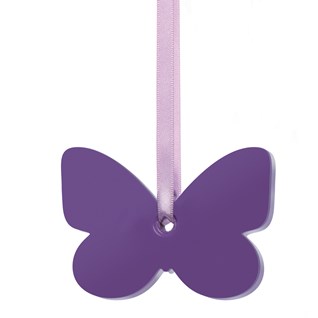 childs blind pull - butterfly purple butterfly window roller blind pull in painted wood with lilac ribbon