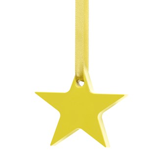 childs blind pull - star yellow star window roller blind pull in painted wood with matching yellow ribbon