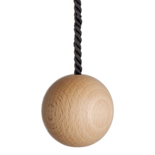 colour pop light pull - black large natural wooden ball bathroom light pull with black cotton rope cord