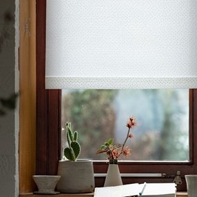 Dot to Dot - white dot to dot white roller blind print with raised motif