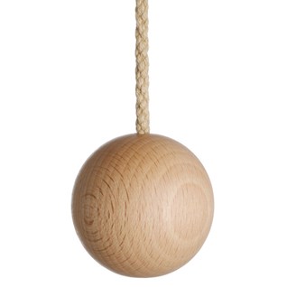 natural wooden ball bathroom light pull with matching cotton rope cord