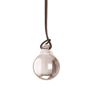 crystal glass ball roller blind pull with brown leather thong