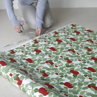 red orchard fabric red orchard cotton print is a fresh design featuring red apples and green leaves for drapes
