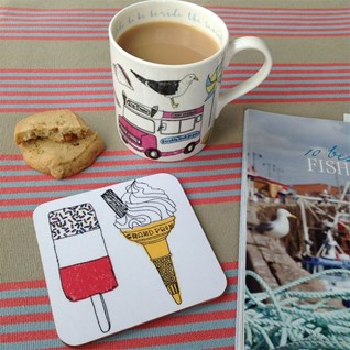 colourful seaside fun china mug by charlotte farmer featuring classic beach items