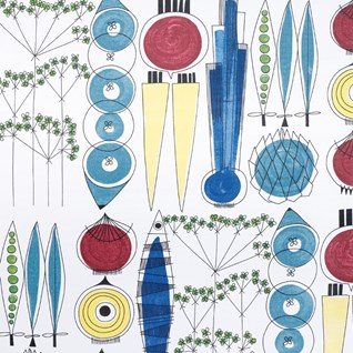 picknick fabric colourful picknick swedish cotton printed fabric vintage design by Marianne Westman