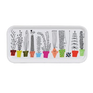 crazy pots small laminated drinks tray with colourful flower pots and humorous plants