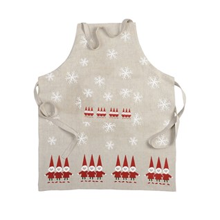 nordic elves Christmas apron in red and white Scandinavian traditional xmas design