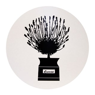 herb garden trivet - black round laminated heat-proof trivet in black & white of astrid sampe 1950 persons krydds design