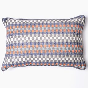 Heather Check Cushion Navy & Paprika navy & paprika heather check woven cushion by Laura Fletcher
