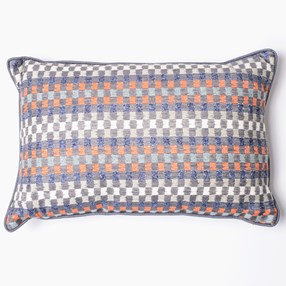 navy & paprika heather check woven cushion by Laura Fletcher