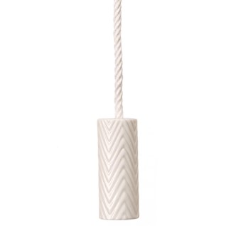 herringbone bone china roller blind pull in satin white with cotton cord