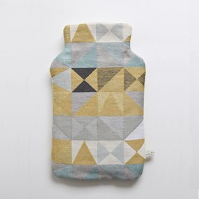 Southwold Geometric Hot Water Bottle Cover hot water bottle cover in mustard & grey geometric pattern