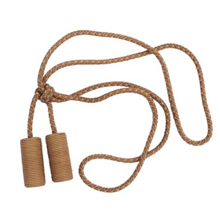 camel leather cylinder curtain tieback or hold-back