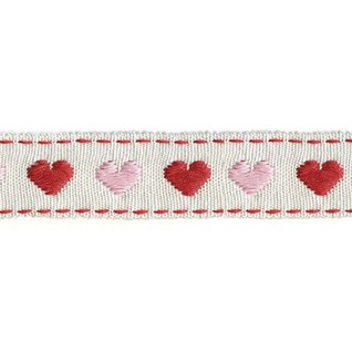love heart trim pink & red love heart decorative trimming interior braid bordered by red stitching