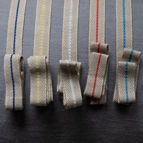 nautical stripe trim - sunshine yellow smart herringbone jute trim with yellow centre stripe, interior braid