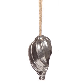 Traditional pewter sea shell bathroom or toilet light pull with jute cord