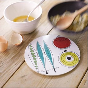 picknick trivet colourful picknick design round trivet or mat in a vintage swedish print by Marianne Westman