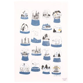 shake it snow globe tea towel snow globe kitchen tea towel in blue and white