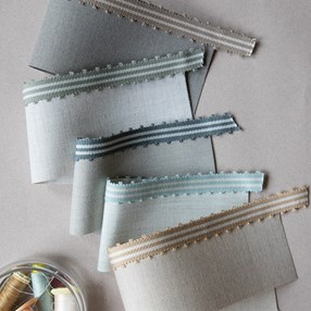 tenby striped trim - mocha mocha colour in tenby braid, a simple modern stripped trimming for interiors