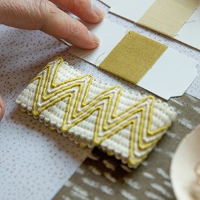 vintage zig zag trim - citrus vintage zigzag trimming in citrus yellow colourway a dramatic modern decorative braid