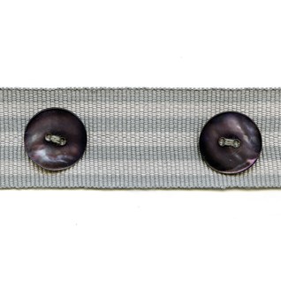 whitstable stripe button trim - sea mist whitstable button braid in grey with pearl buttons for interior homes