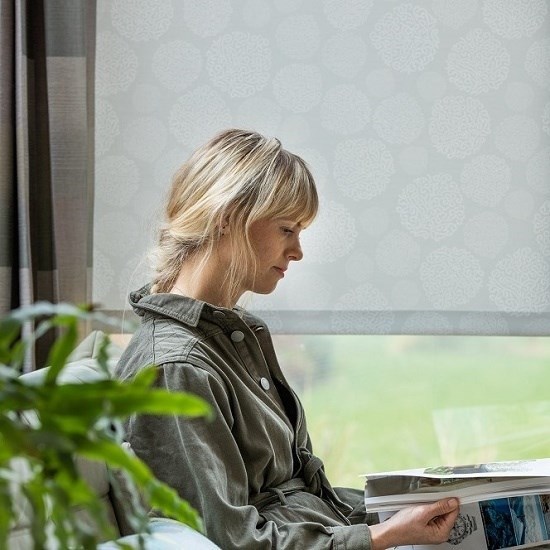 asha - grey asha elephant grey roller blind print