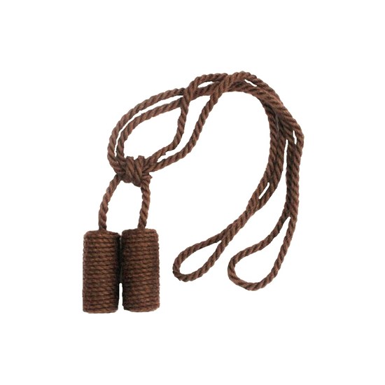 bark brown jute cylinder curtain tieback