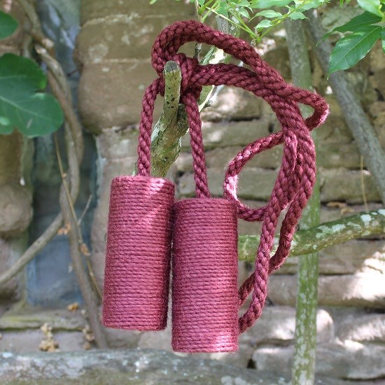 berry red jute cylinder curtain tieback large jute cylinder tiebacks - berry red
