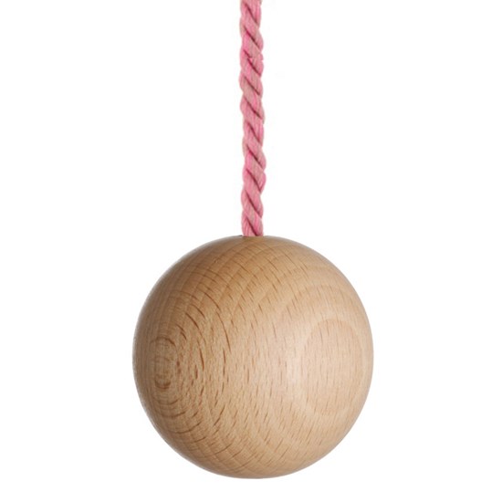 colour pop light pull - petal pink large natural wooden ball bathroom light pull with petal pink cotton rope cord
