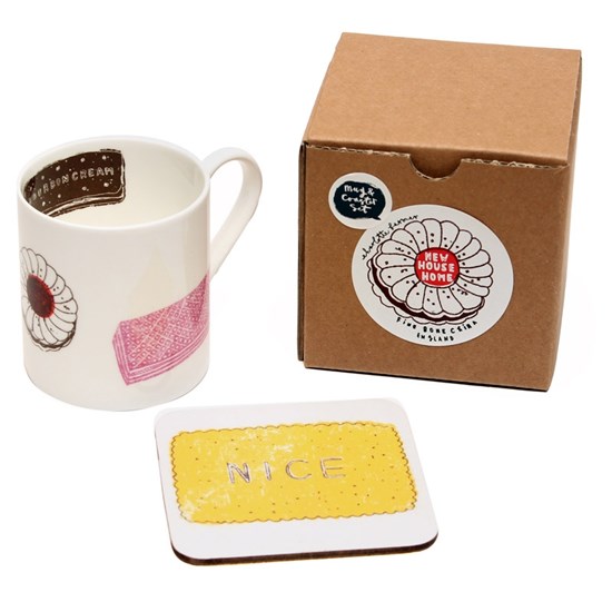 family favourites gift set family favourites china mug & coaster gift set with tasty biscuits prints