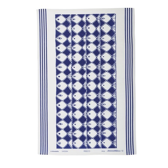 frisco tea towel frisco kitchen tea towel of drying up cloth with dramatic blue and white fish motif