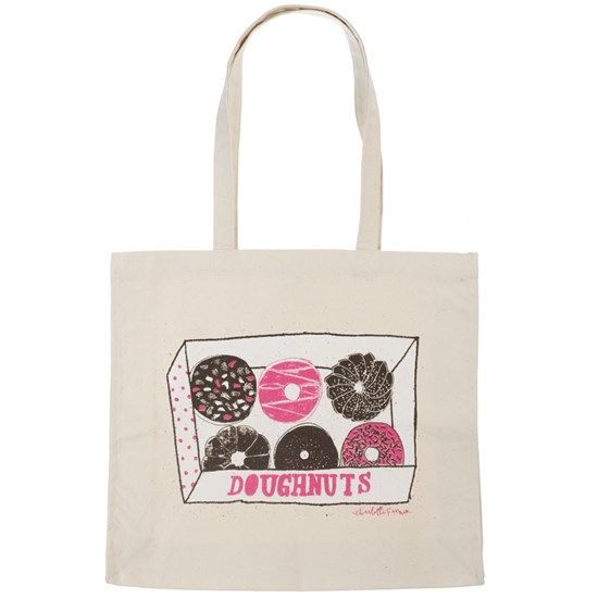 doughnut box print tote shopping canvas bag by charlotte farmer