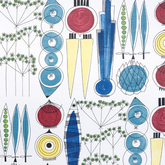 picknick fabric colourful picknick swedish cotton printed fabric vintage design by Marianne Westman