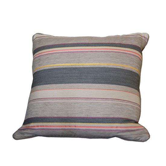 charcoal and red woven stripe square cushion by laura fletcher in silk