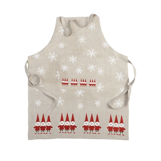 nordic elves apron nordic elves Christmas apron in red and white Scandinavian traditional xmas design