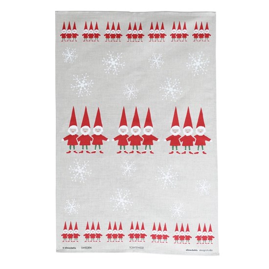 nordic elves tea towel red and white nordic elves xmas tea towel for scandinavian Christmas