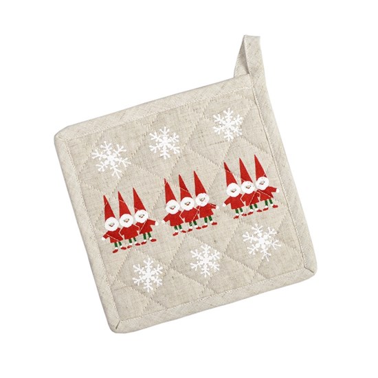 nordic elves pot holder red & white nordic elves scandinavian christmas heat proof pot holder