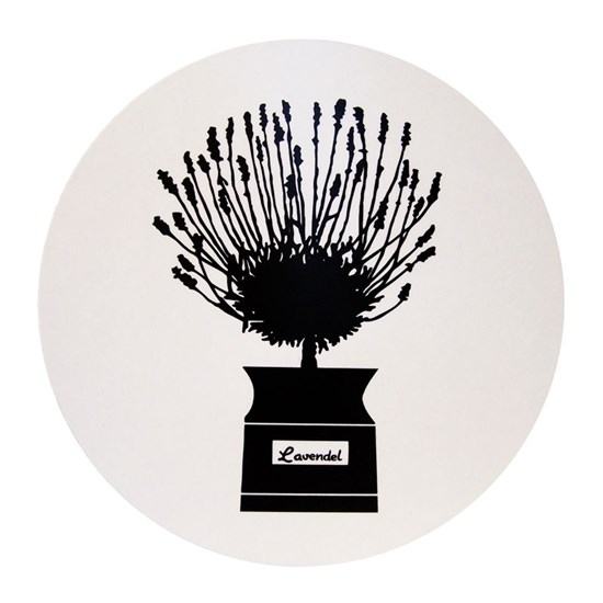 herb garden trivet - black round laminated heat-proof trivet in black & white of astrid sampe 1950 persons krydds design
