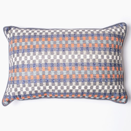Heather Check Cushion Navy & Paprika