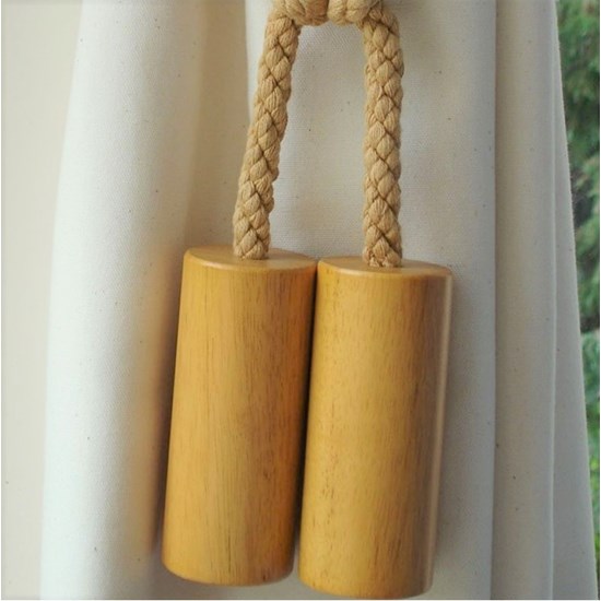 large wooden cylinder tiebacks - waxed