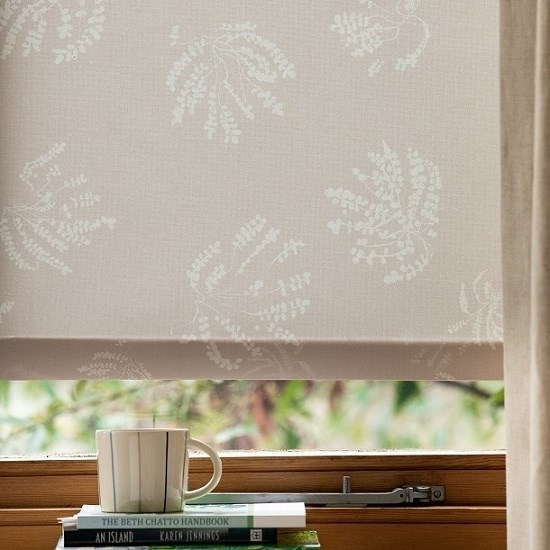 maidens hair pink roller blind fabric print