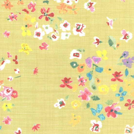 chartreuse & red vibrant colourful floral window blind fabric print called Margo margo - chartreuse