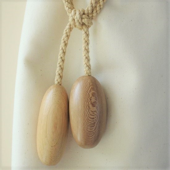 wooden curtain tiebacks: pebble pebble tiebacks